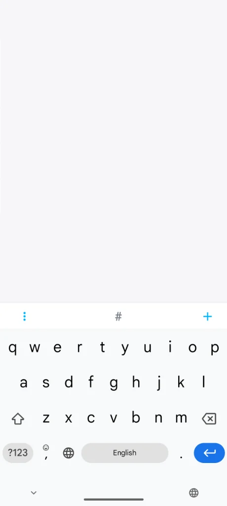 Loknot opens straight into an empty note with the keyboard already up